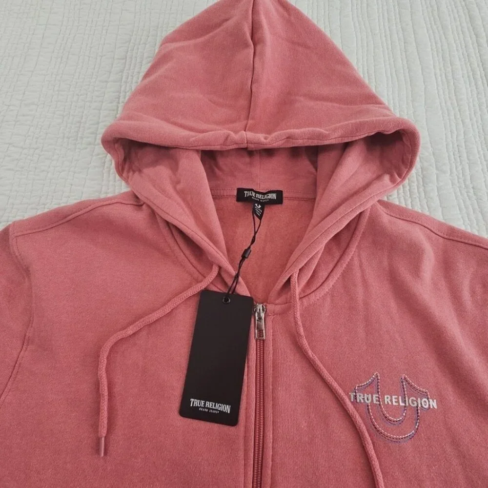 True Religion Full Zip Fleece‎ Hoodie Men's XL Brandied Apricot NEW Logo NWT
